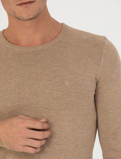 پلیور مردانه یقه گرد جذب شتری کاشارل