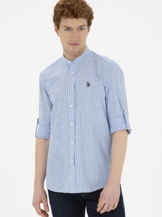 پیراهن مردانه آبی یو اس پولو