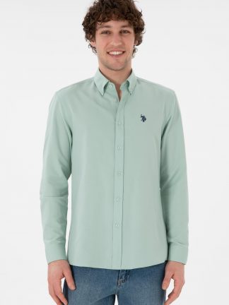 پیراهن مردانه آبی فیروزه ای یو اس پولو