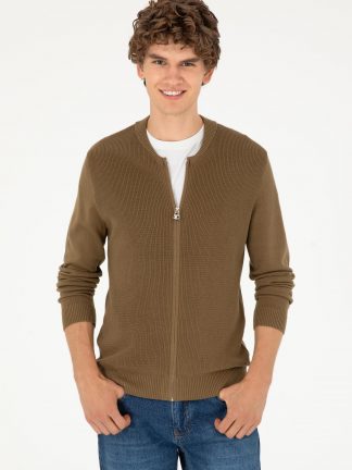 ژاکت مردانه خاکی روشن یو اس پولو