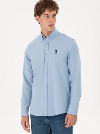 پیراهن مردانه آبی روشن یو اس پولو