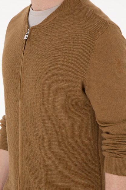 ژاکت مردانه خاکی ملانژ یو اس پولو