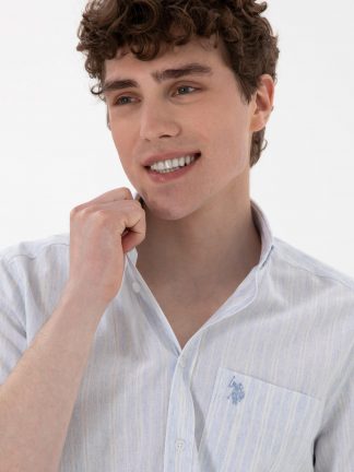 پیراهن مردانه آبی روشن یو اس پولو