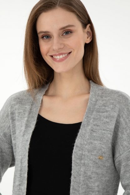 ژاکت زنانه خاکی ملانژ یو اس پولو