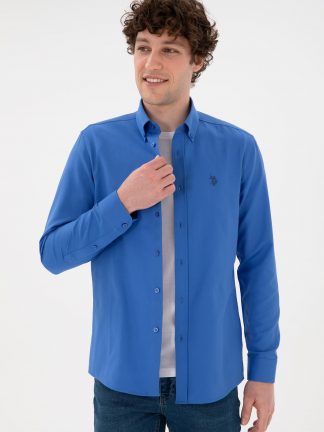 پیراهن مردانه نیلی یو اس پولو