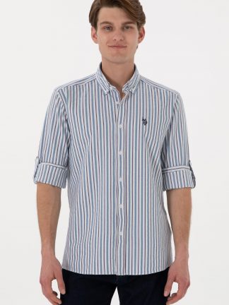 پیراهن مردانه آبی یو اس پولو