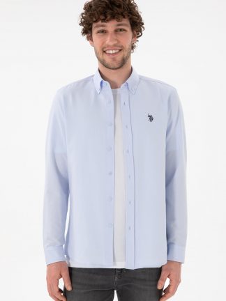 پیراهن مردانه آبی روشن یو اس پولو