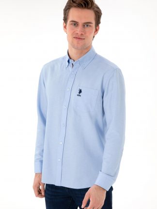 پیراهن مردانه آبی روشن یو اس پولو
