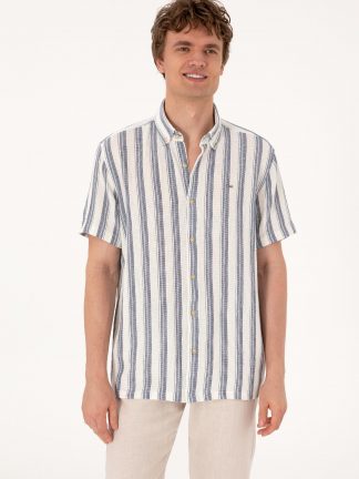 پیراهن آستین کوتاه مردانه سرمه ای یو اس پولو