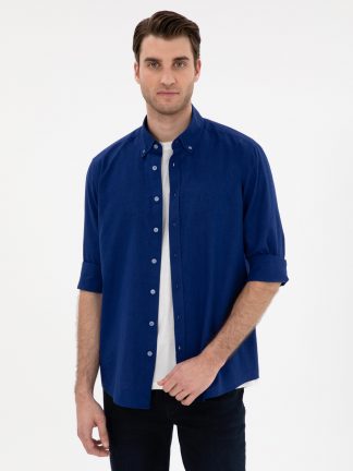 پیراهن مردانه آبی پیرکاردین