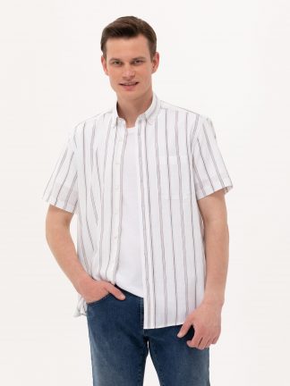 پیراهن آستین کوتاه مردانه سرمه ای پیرکاردین