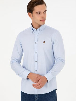 پیراهن مردانه آبی روشن یو اس پولو