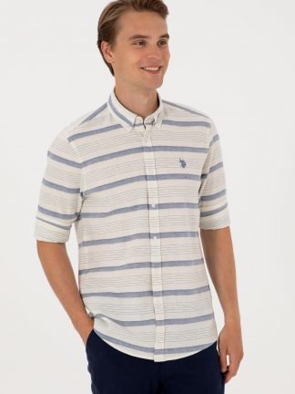 پیراهن مردانه نیلی یو اس پولو