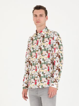 پیراهن مردانه خاکی روشن پیرکاردین