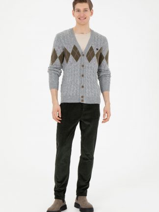 شلوار کتان مردانه سبز تیره یو اس پولو