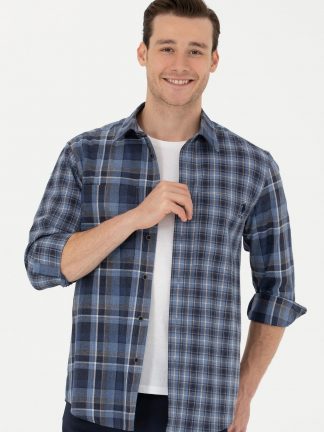 پیراهن مردانه آبی یو اس پولو