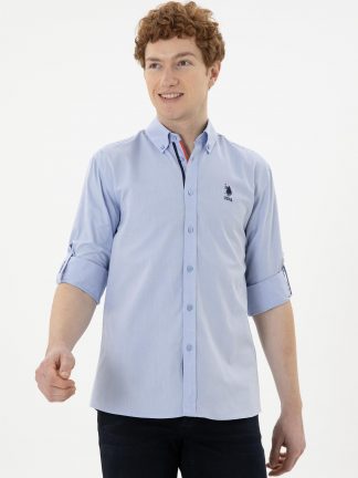 پیراهن مردانه آبی یو اس پولو