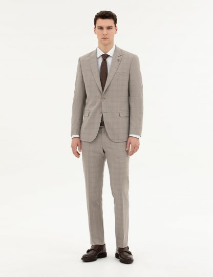 کت و شلوار مردانه قهوه ای روشن پیرکاردین