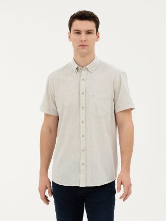 پیراهن آستین کوتاه مردانه سبز پیرکاردین