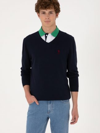 پلیور مردانه سرمه ای یو اس پولو