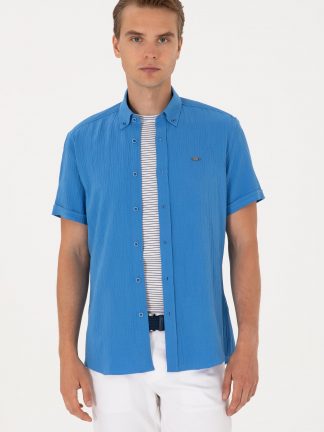 پیراهن آستین کوتاه مردانه نیلی یو اس پولو