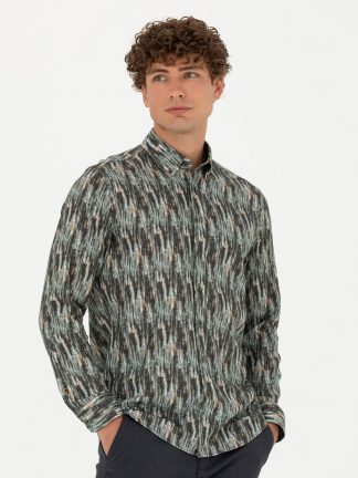 پیراهن مردانه خاکی روشن پیرکاردین