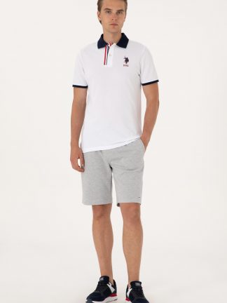 شلوارک مردانه خاکی ملانژ یو اس پولو