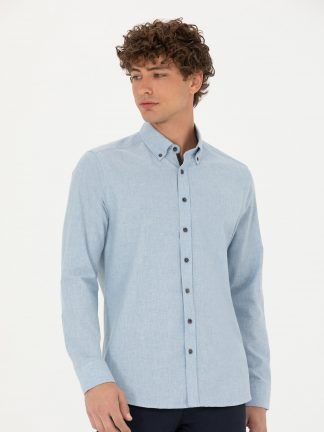 پیراهن مردانه آبی پیرکاردین