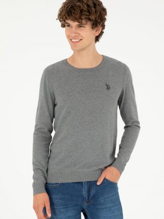 پلیور مردانه خاکی ملانژ یو اس پولو