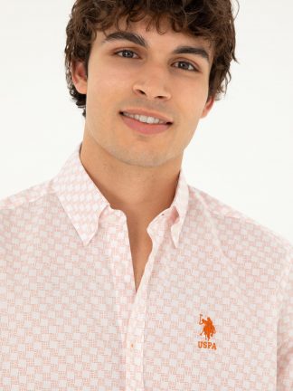 پیراهن مردانه صورتی پودری یو اس پولو