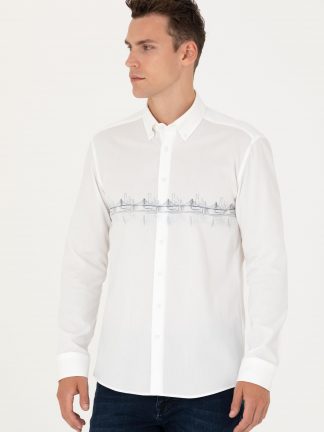 پیراهن مردانه آبی تیره پیرکاردین