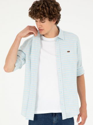 پیراهن مردانه آبی یو اس پولو