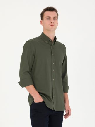 پیراهن مردانه خاکی روشن پیرکاردین