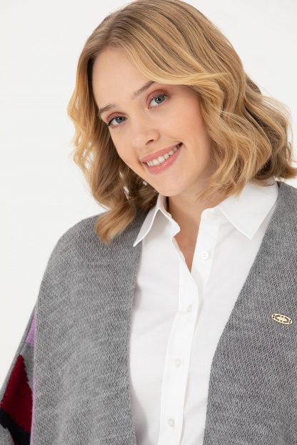 ژاکت زنانه خاکی ملانژ یو اس پولو
