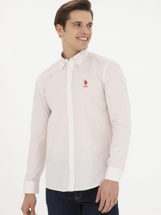 پیراهن مردانه صورتی پودری یو اس پولو