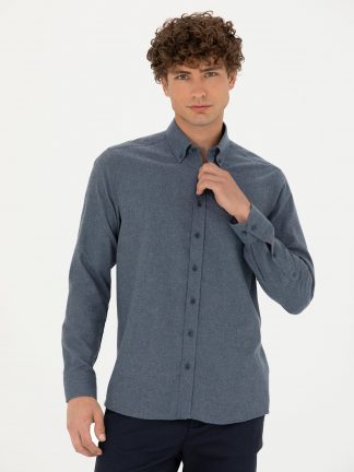 پیراهن مردانه آبی تیره پیرکاردین