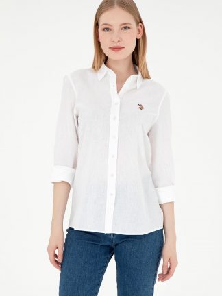 شومیز زنانه سفید یو اس پولو