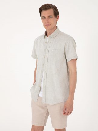 پیراهن آستین کوتاه مردانه سبز پیرکاردین