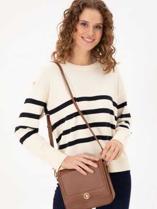 کیف دوشی زنانه قهوه ای یو اس پولو