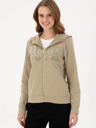 هودی زنانه خاکی روشن یو اس پولو