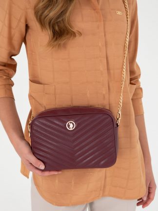 کیف دوشی زنانه زرشکی یو اس پولو