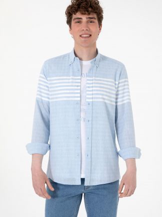 پیراهن مردانه آبی روشن یو اس پولو