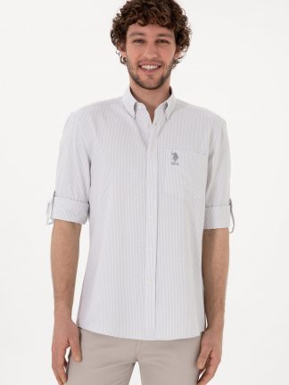 پیراهن مردانه خاکی ملانژ یو اس پولو