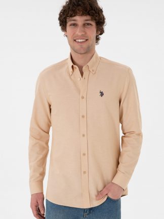 پیراهن مردانه شتری یو اس پولو