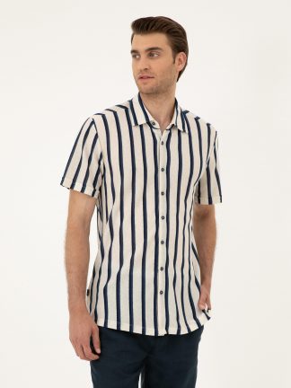 پیراهن آستین کوتاه مردانه بژ پیرکاردین