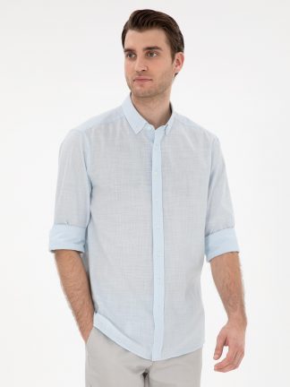 پیراهن مردانه آبی روشن پیرکاردین