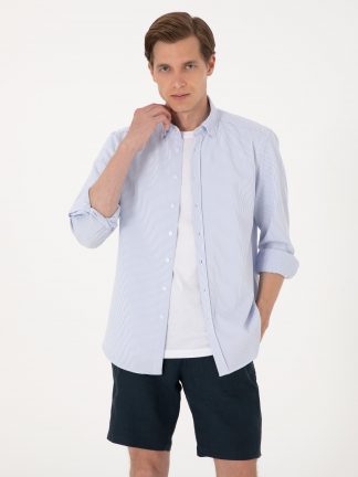 پیراهن مردانه آبی روشن پیرکاردین