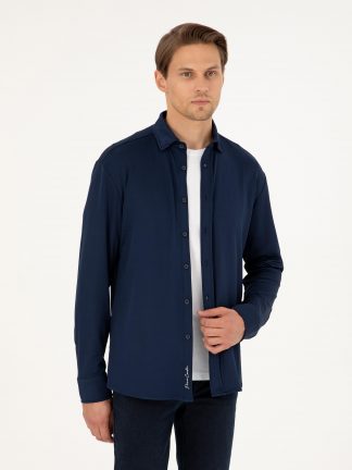 پیراهن مردانه سرمه ای پیرکاردین