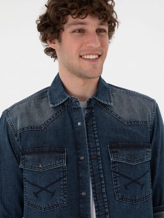 پیراهن مردانه آبی یو اس پولو