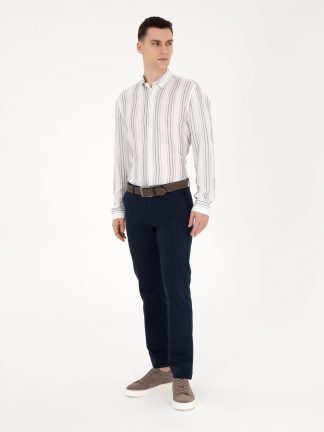 شلوار کتان مردانه سرمه ای پیرکاردین